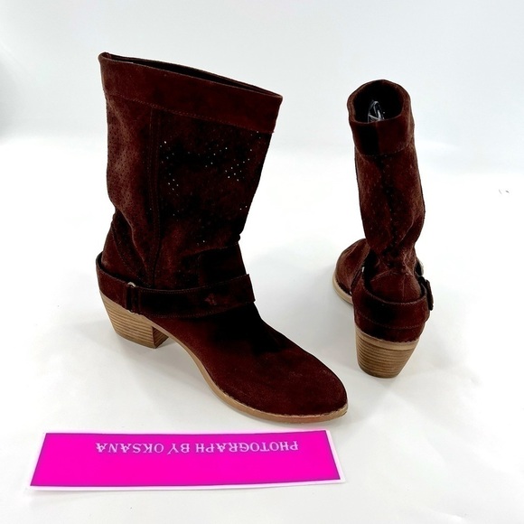 CHINESE LAUNDRY TEE JAI Brown Suede Leather Boots size 7.5 M - Picture 4 of 12